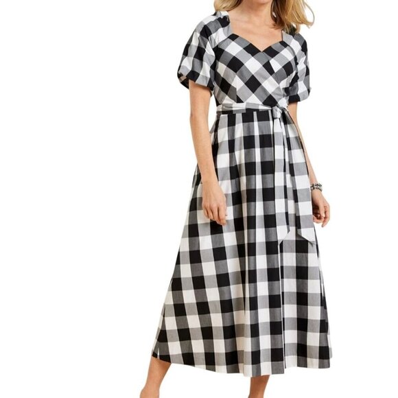 Talbots Zinnia Gingham Fit & Flare Poplin Dress Sweetheart NecklineSize 10p - Picture 4 of 11